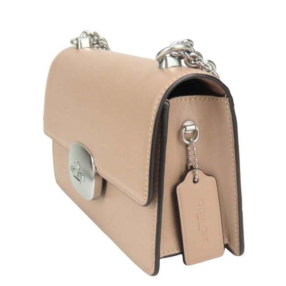 Coach Shoulder Bag CP008 Leather Beige Hardware Chain Women's COACH